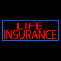 Red Life Insurance Blue Border Neonskylt