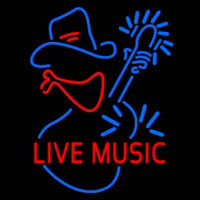 Red Live Music With Logo Block Neonskylt