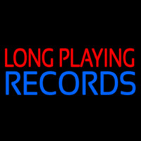 Red Long Playing Blue Records Block 1 Neonskylt