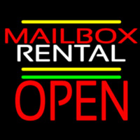 Red Mailbo  Blue Rental Open 1 Neonskylt