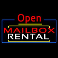 Red Mailbo  Blue Rental Open 4 Neonskylt