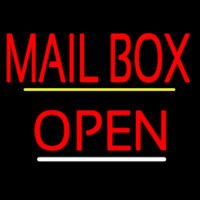 Red Mailbo  Open Yellow Line Neonskylt