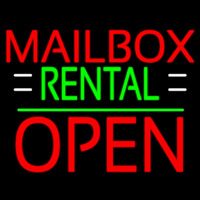 Red Mailbo  Rental With White Line Open 1 Neonskylt