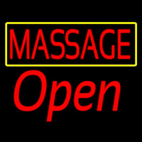 Red Massage Open Neonskylt