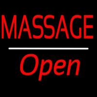 Red Massage Open White Line Neonskylt