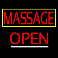 Red Massage With Yellow Border Open Neonskylt