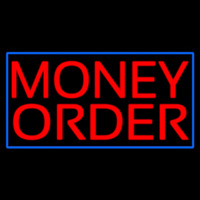 Red Money Order Blue Border Neonskylt