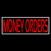 Red Money Orders White Border Neonskylt