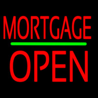 Red Mortgage Block Open Green Line Neonskylt