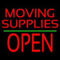 Red Moving Supplies Open Green Line 2 Neonskylt