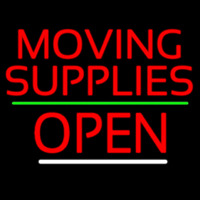 Red Moving Supplies Open Green Line 3 Neonskylt