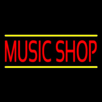 Red Music Shop Yellow Line Neonskylt