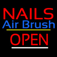 Red Nails Airbrush Open Yellow Line Neonskylt