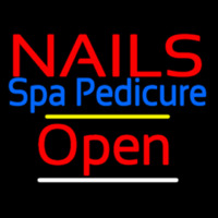 Red Nails Spa Pedicure Open Yellow Line Neonskylt