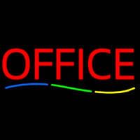 Red Office Multi Colored Line Neonskylt