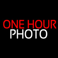 Red One Hour Photo Block Neonskylt