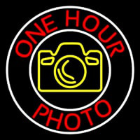 Red One Hour Photo Neonskylt