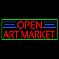 Red Open Art Market With Green Border Neonskylt