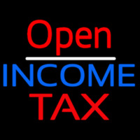 Red Open Blue Income Ta  Neonskylt