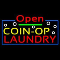 Red Open Coin Op Laundry Neonskylt