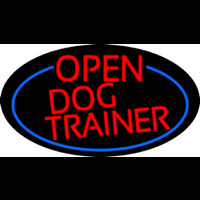 Red Open Dog Trainer Oval With Blue Border Neonskylt