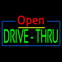 Red Open Green Drive Thru Neonskylt