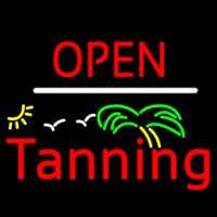 Red Open Tanning Palm Tree Neonskylt