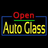 Red Open Yellow Auto Glass Neonskylt