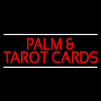 Red Palm And Tarot Cards Block With White Line Neonskylt