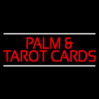 Red Palm And Tarot Cards Block With White Line Neonskylt