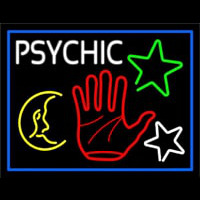 Red Palm Logo Psychic And Blue Border Neonskylt