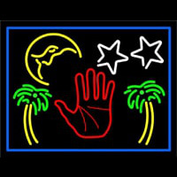 Red Palm Logo Psychic Blue Border Neonskylt