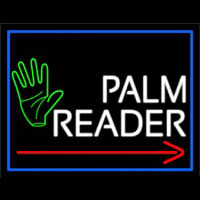 Red Palm Reader Arrow White Border Neonskylt