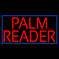 Red Palm Reader Block Blue Border Neonskylt