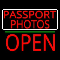 Red Passport Photos With Open 1 Neonskylt