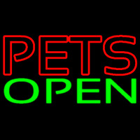 Red Pets Green Open Neonskylt