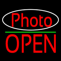 Red Photo With Open 1 Neonskylt