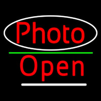 Red Photo With Open 3 Neonskylt