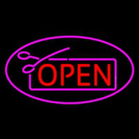 Red Pink Open With Scissor Neonskylt