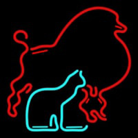 Red Poodle Dog Cat Logo Neonskylt