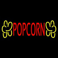 Red Popcorn Yellow Logo Neonskylt