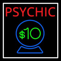 Red Psychic Blue Crystal Globe And White Border Neonskylt