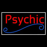 Red Psychic Blue Line White Border Neonskylt