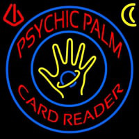 Red Psychic Palm Card Reader Blue Circle Neonskylt