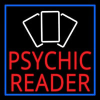 Red Psychic Reader With Cards Neonskylt