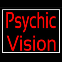 Red Psychic Vision White Border Neonskylt
