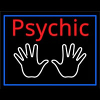 Red Psychic White Palms And Blue Border Neonskylt