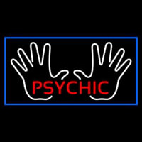 Red Psychic White Palms And Blue Border Neonskylt