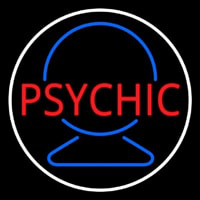 Red Psychic With Crystal White Border Neonskylt