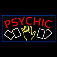 Red Psychic With Logo And Blue Border Neonskylt